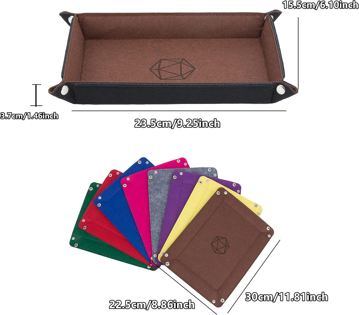 KISLANE 8-Pack Felt Dice Trays for DND, RPG, MTG, Folding Design (Rectangle)
