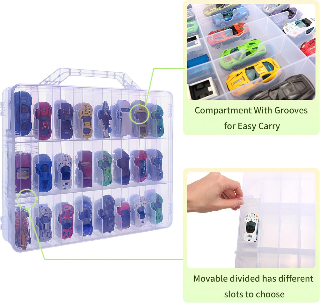 KISLANE Toy Car Storage Case, Diecast Display Case 48 Slots (Clear)