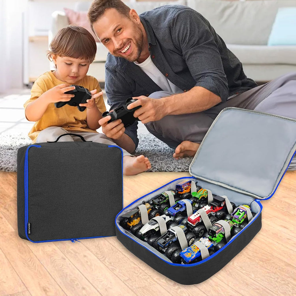 KISLANE Monster Truck Storage Case, Toy Car Display Case 12 Slots (Black)