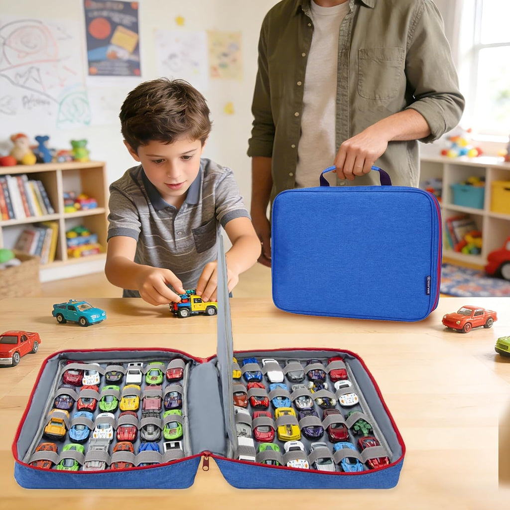 KISLANE Toy Car Storage Case, Diecast Display Case 48 Slots (Blue)