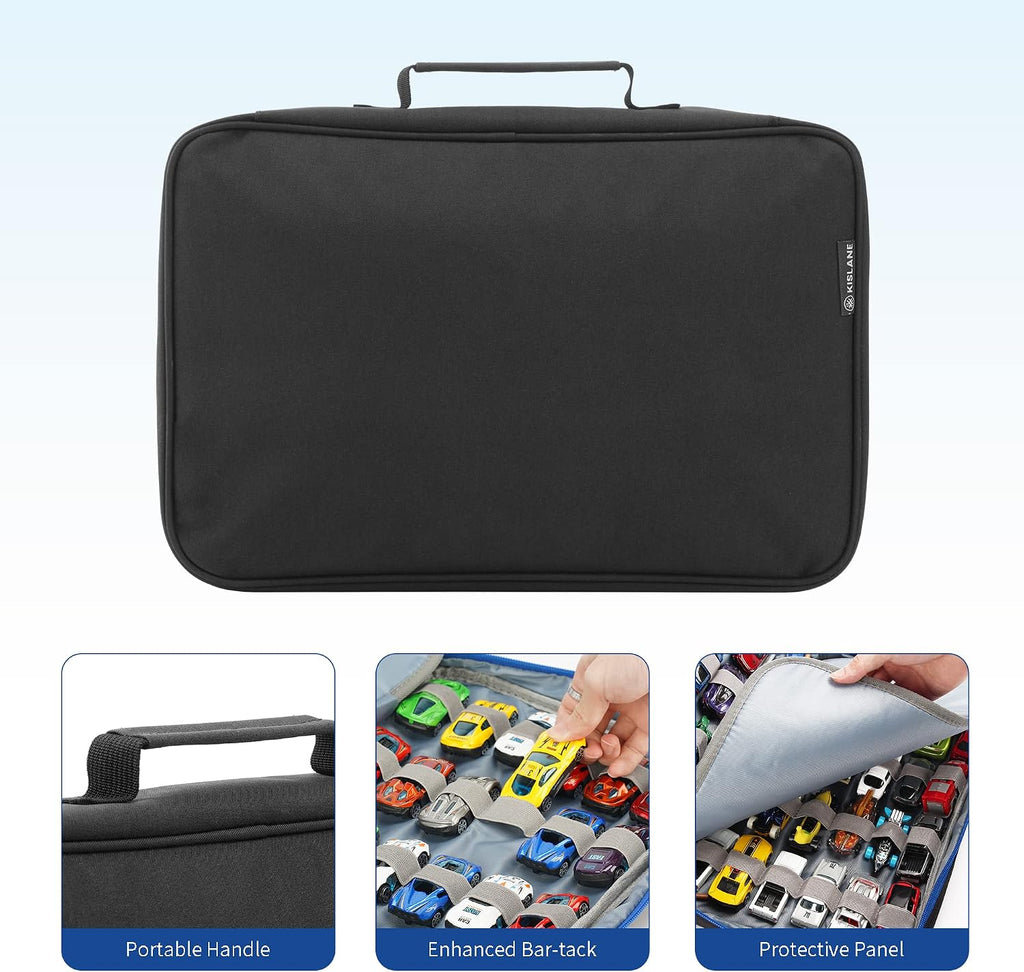 KISLANE Toy Car Storage Case, Diecast Display Case 96 Slots (Black)