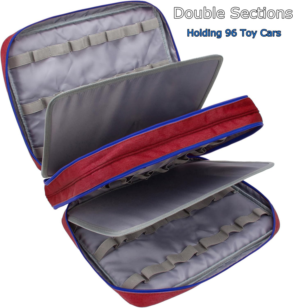 KISLANE Toy Car Storage Case, Diecast Display Case 96 Slots (Red)