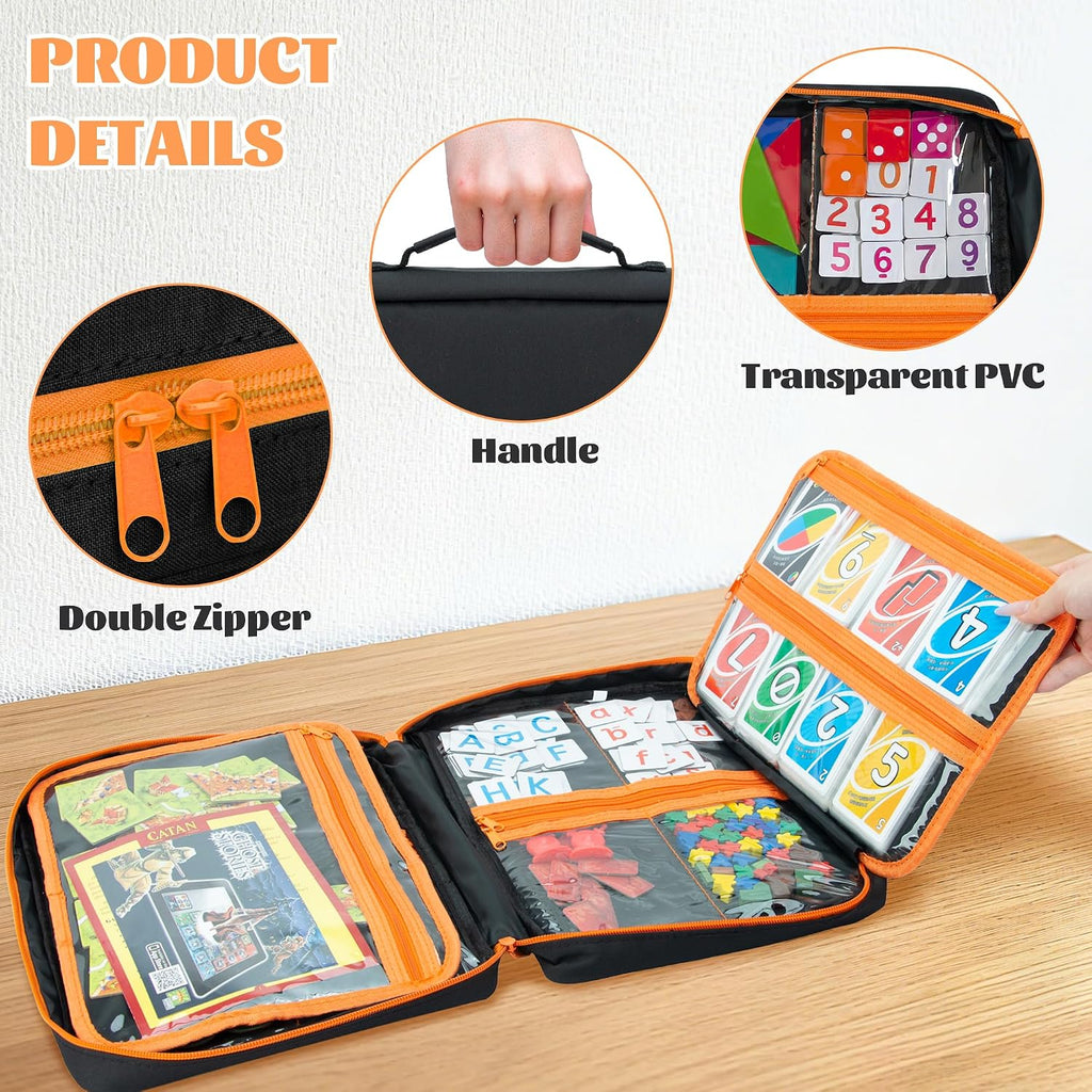 Premium Board Game Storage Organizer Case (14 PVC Pouches) - Portable Travel Game Storage Case | Ultimate Dice and Token