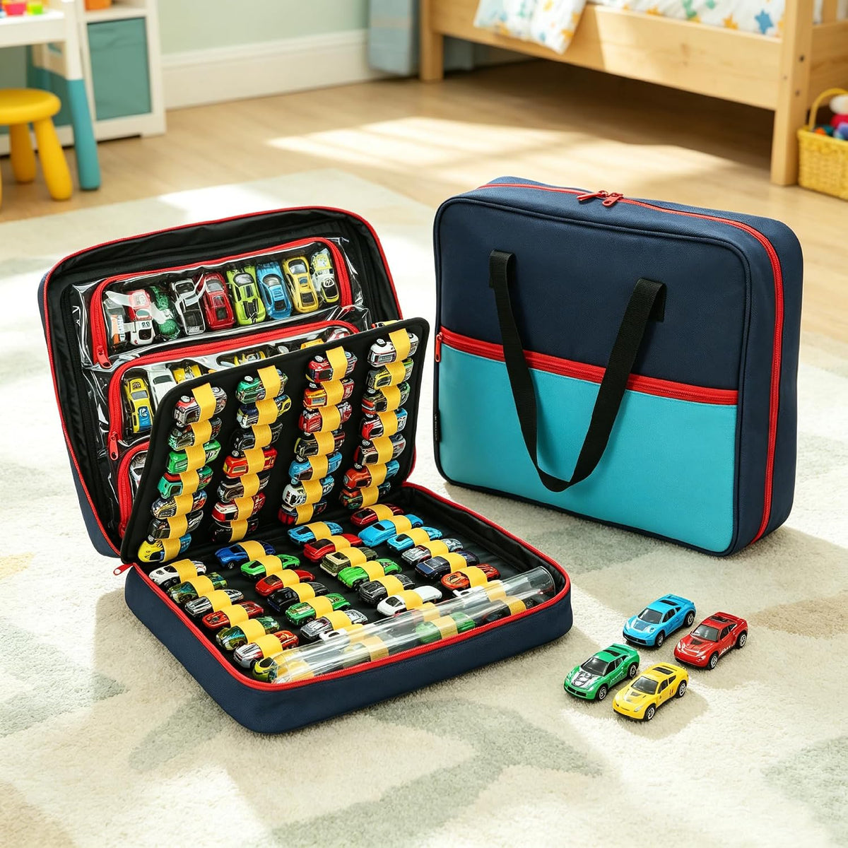 KISLANE 120 Toy Car Storage Case for 1:64 Die-Cast Cars (Blue)