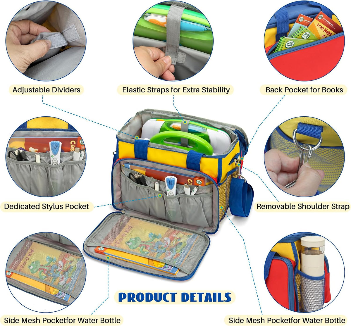 Storage Bag Compatible with Leapfrog Learning Systems, Adjustable Dividers