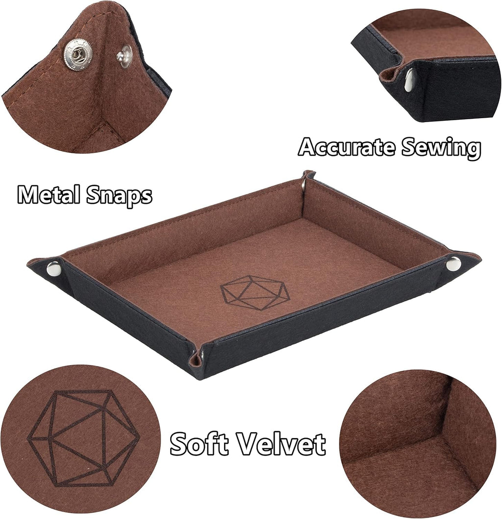 KISLANE 8-Pack Felt Dice Trays for DND, RPG, MTG, Folding Design (Rectangle)
