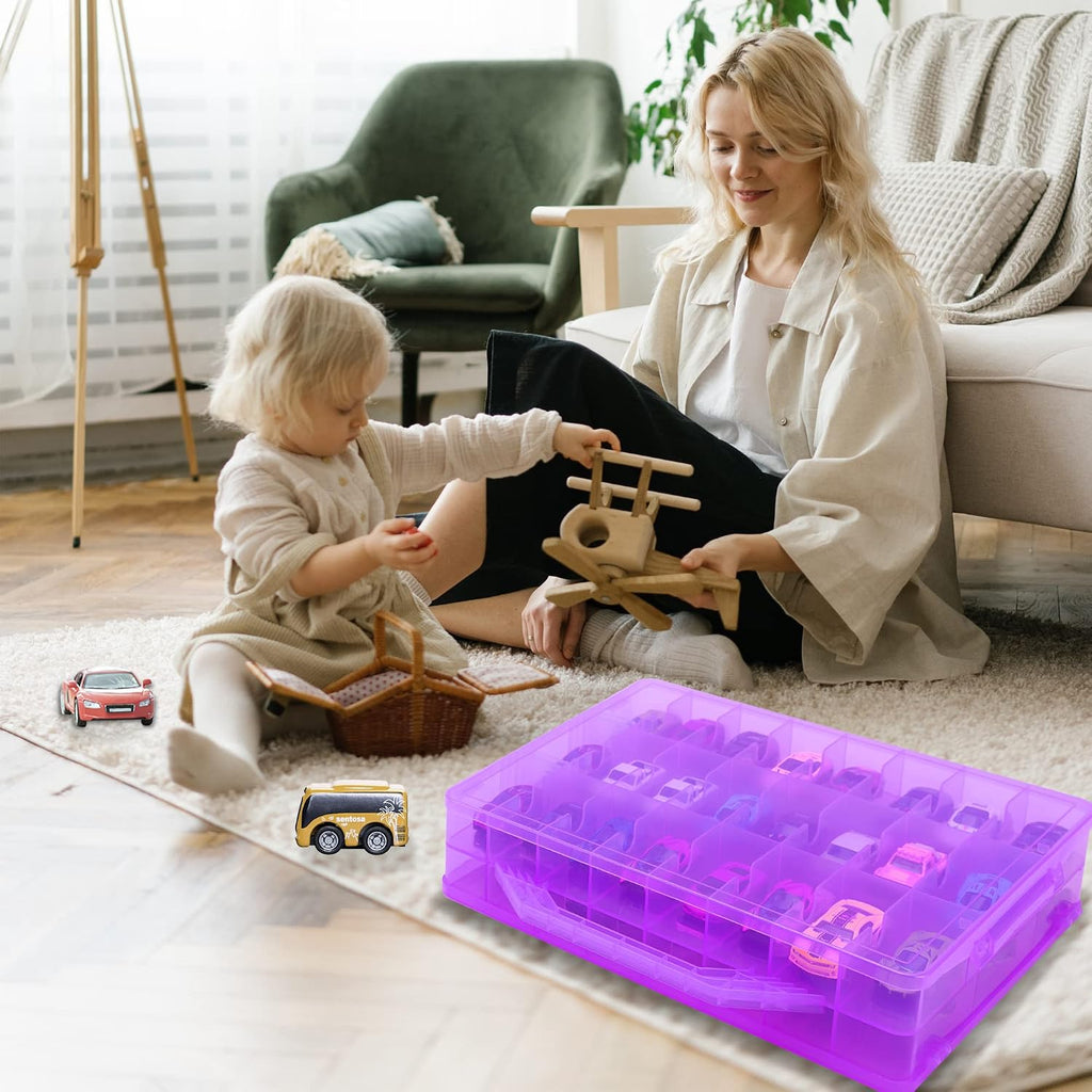 KISLANE Toy Car Storage Case, Diecast Display Case 48 Slots (Purple)