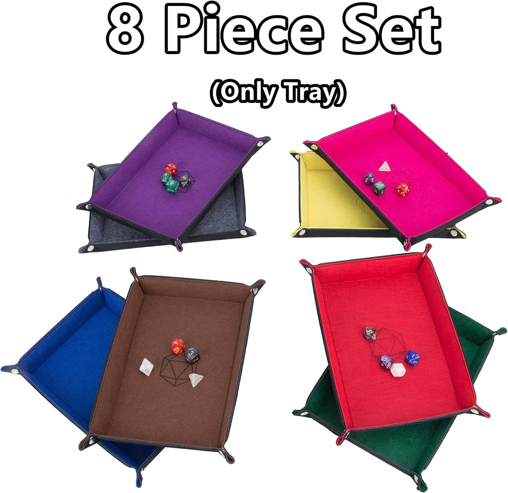 KISLANE 8-Pack Felt Dice Trays for DND, RPG, MTG, Folding Design (Rectangle)