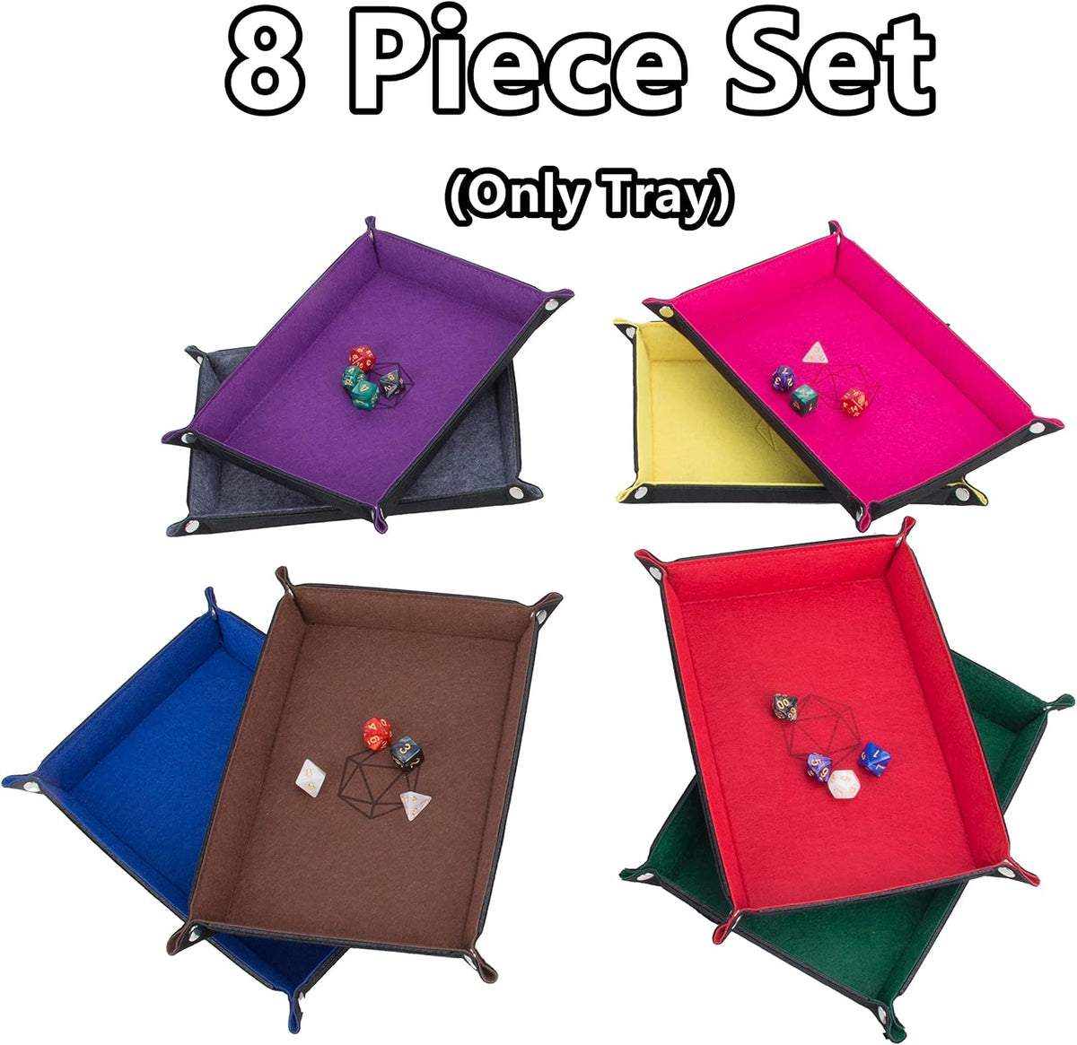 KISLANE 8-Pack Felt Dice Trays for DND, RPG, MTG, Folding Design (Rectangle)