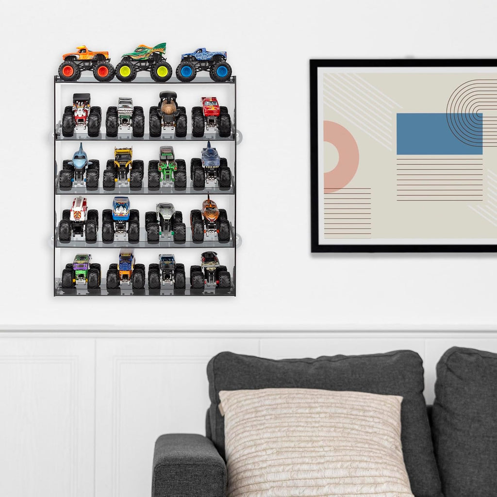 KISLANE 5-Tier Monster Truck Display Shelf, Toy Car Storage Holds 20