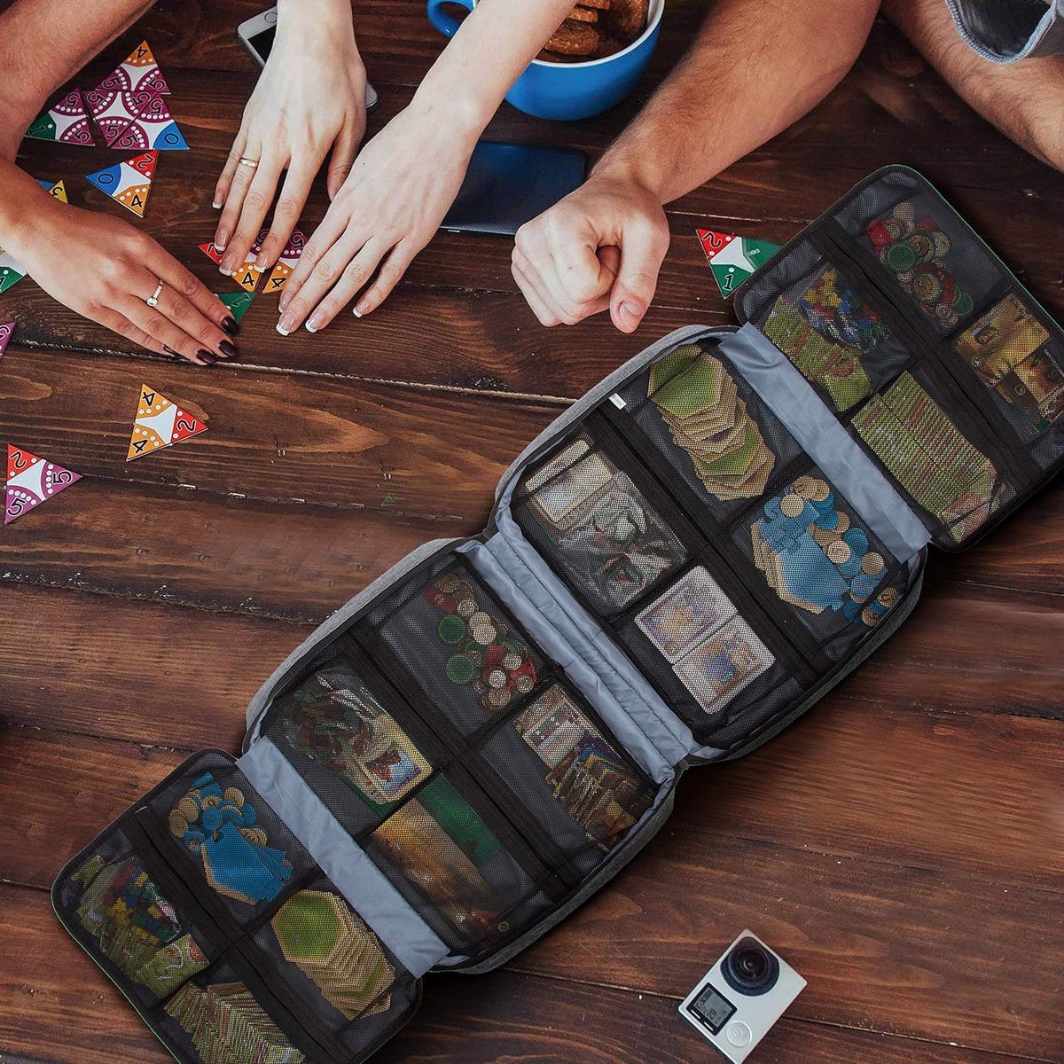 KISLANE Board Game Storage Bag, Portable Carrying Case 18 Pockets (Grey)