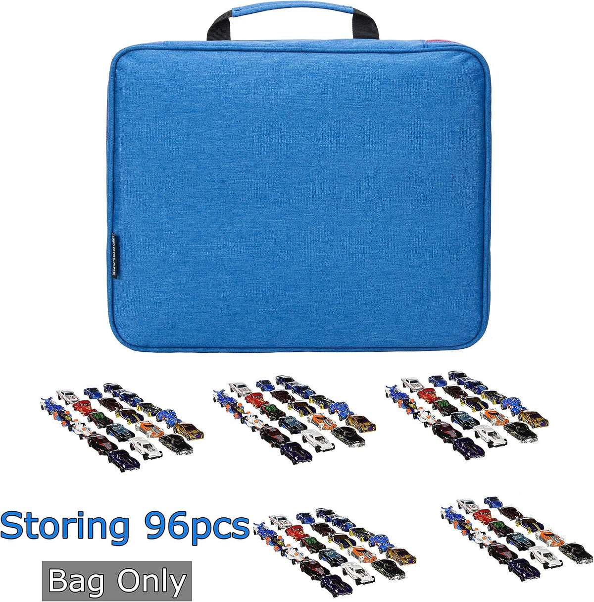 KISLANE Diecast Car Storage Case, 96 Slots, Portable Display Case (Blue)