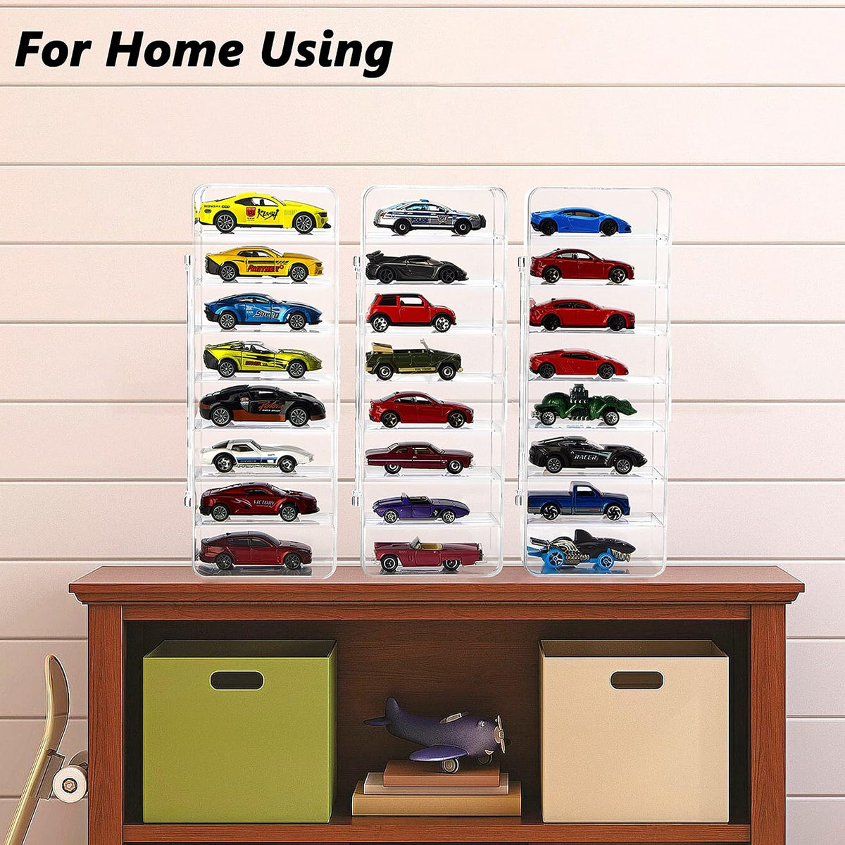 KISLANE Acrylic Toy Car Display Case, 24 Slots for 1:64 Cars (Clear)