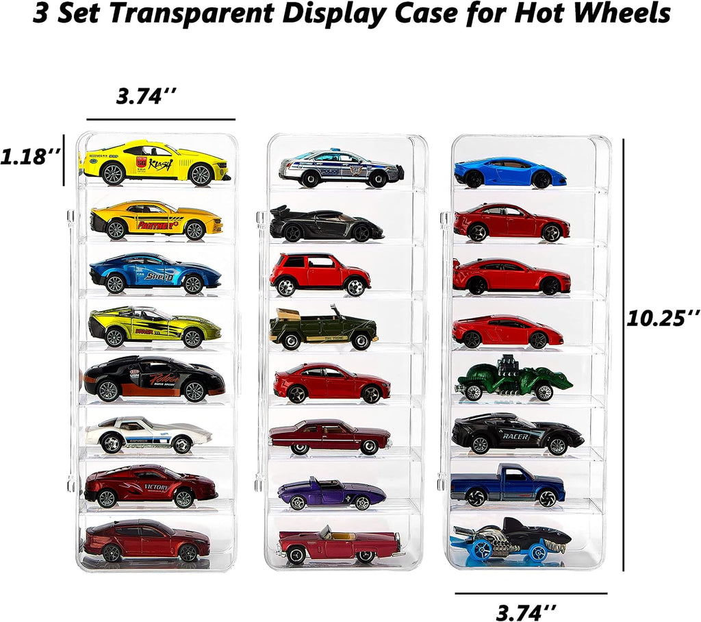 KISLANE Acrylic Toy Car Display Case, 24 Slots for 1:64 Cars (Clear)