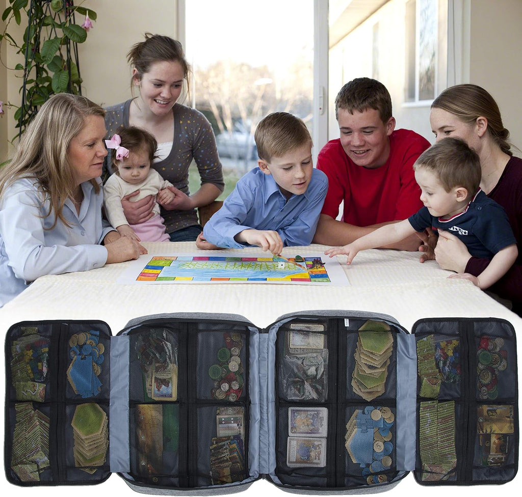 KISLANE Board Game Storage Bag, Portable Carrying Case 18 Pockets (Grey)