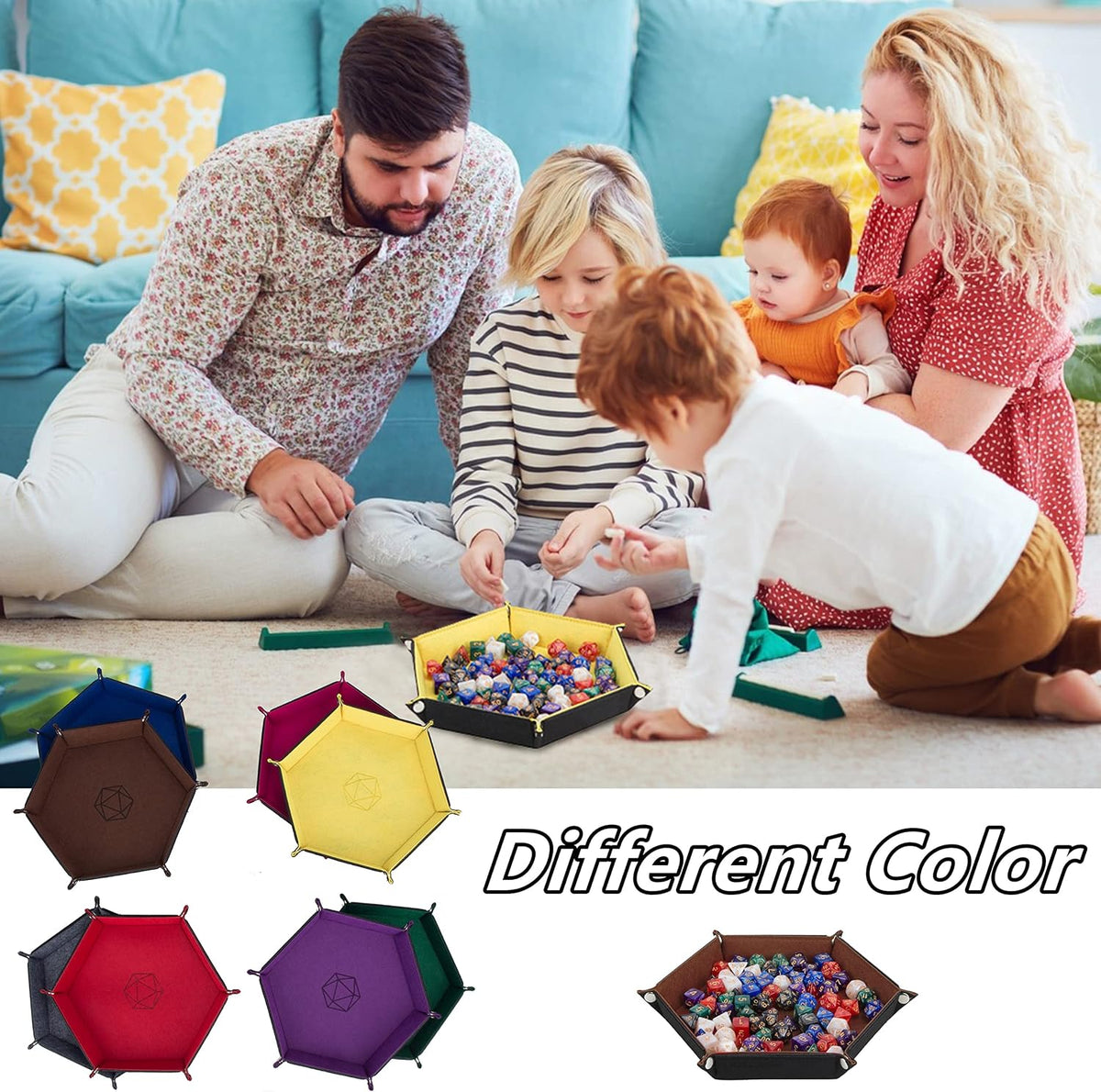KISLANE 8-Pack Felt Dice Trays for DND, RPG, MTG, Folding Design (Hexagon)