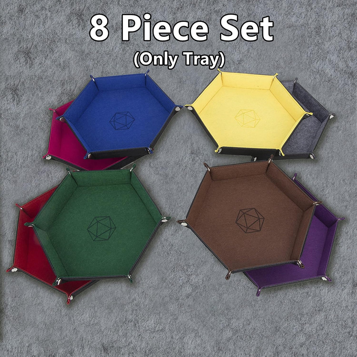 KISLANE 8-Pack Felt Dice Trays for DND, RPG, MTG, Folding Design (Hexagon)