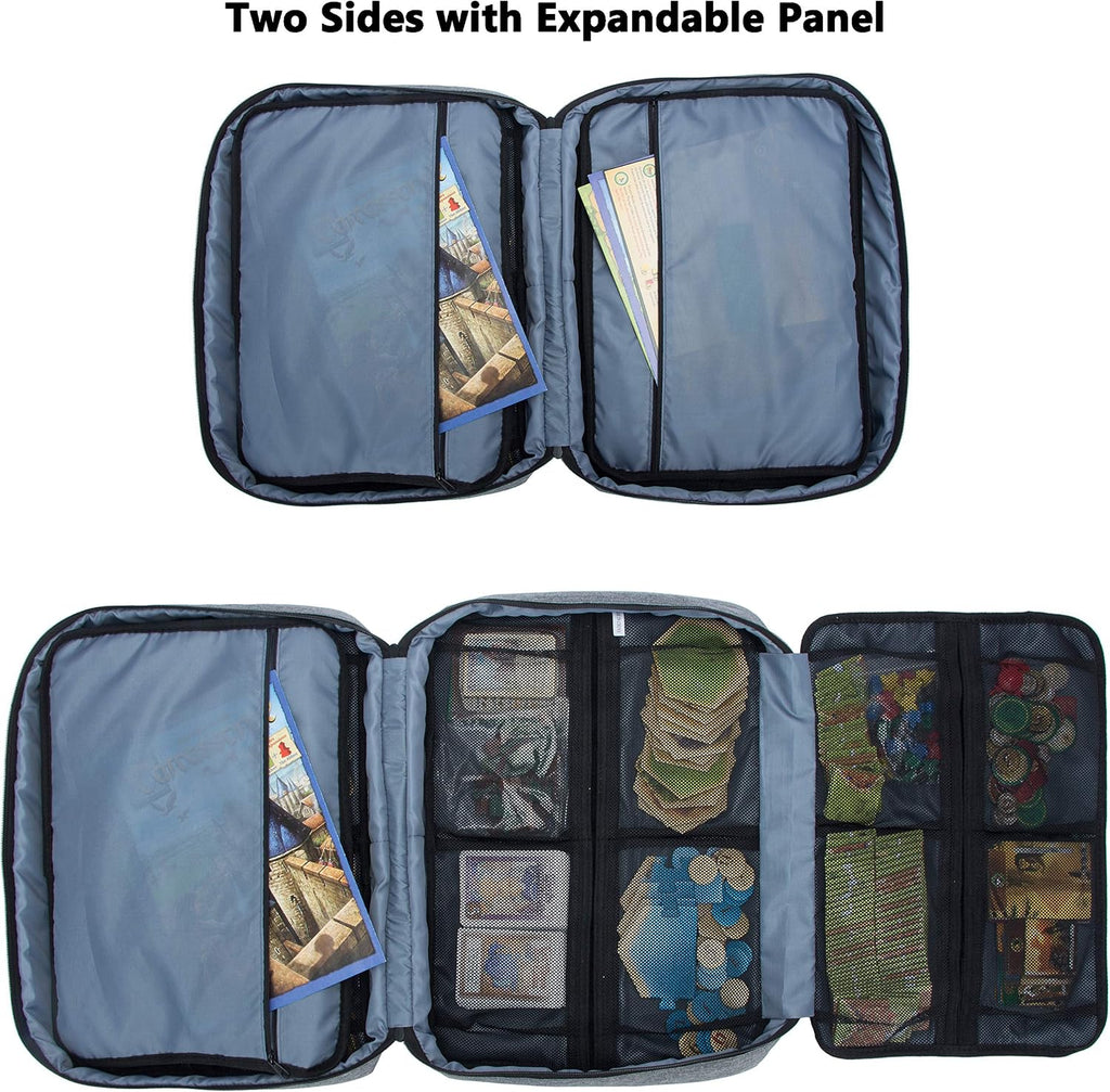 KISLANE Board Game Storage Bag, Portable Carrying Case 18 Pockets (Grey)