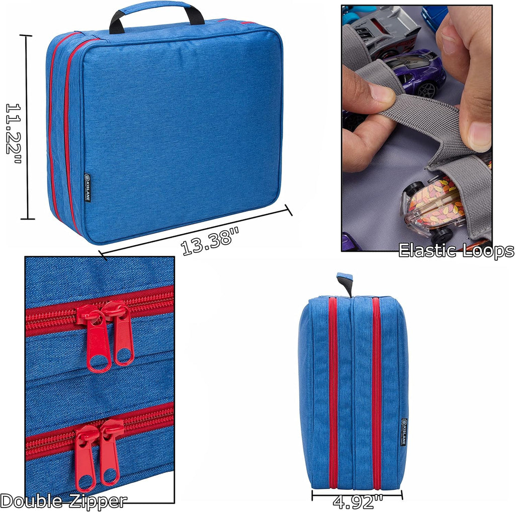 KISLANE Diecast Car Storage Case, 96 Slots, Portable Display Case (Blue)