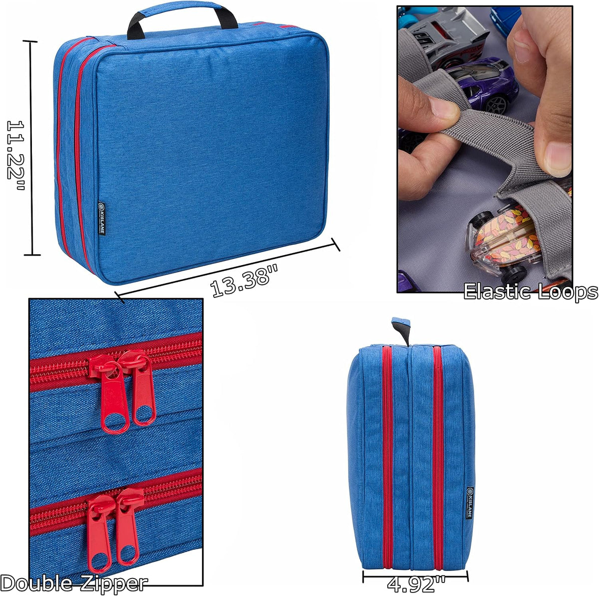 KISLANE Diecast Car Storage Case, 96 Slots, Portable Display Case (Blue)