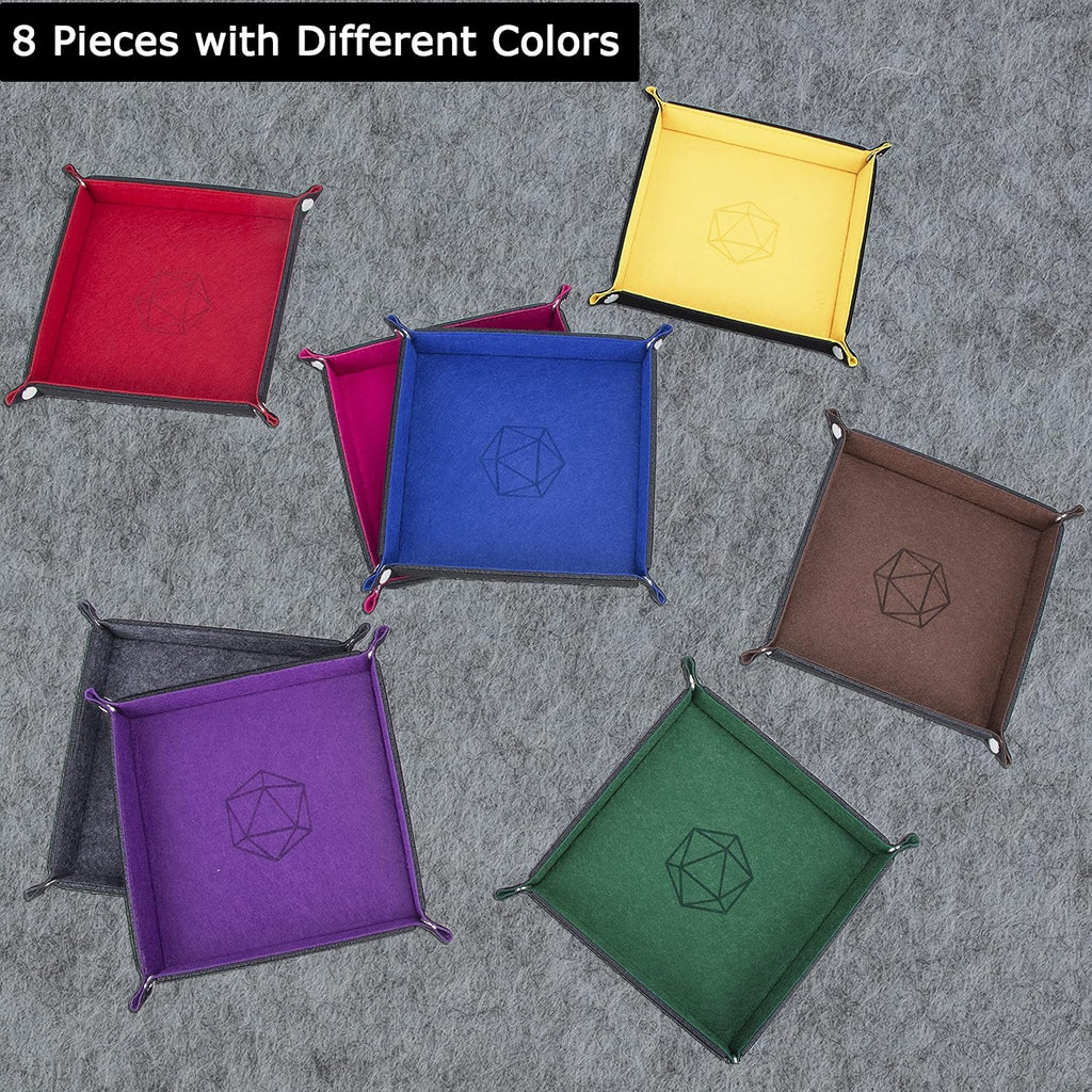 KISLANE Folding Square Dice Tray, Felt Dice Holder for DND, RPG, MTG and Other Board Games (Violet, Coffee, Green, Red, 