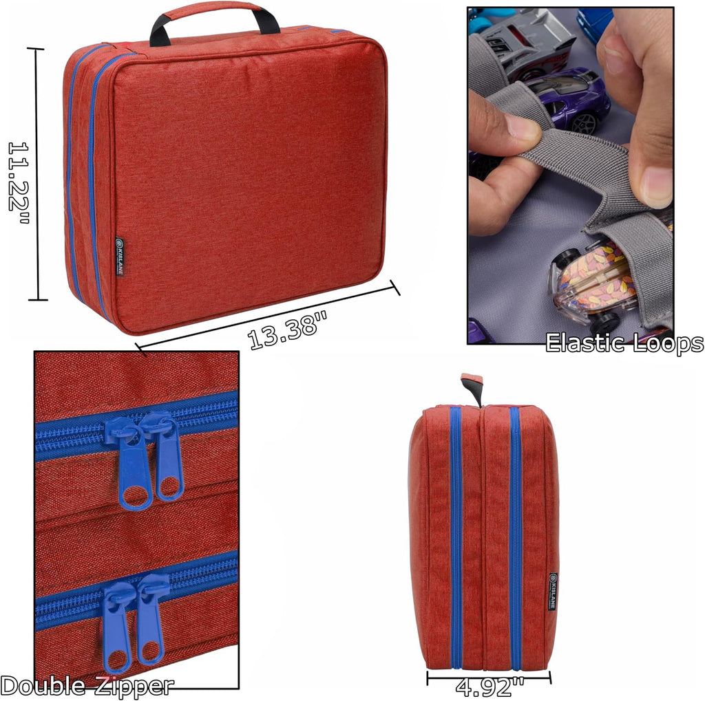 KISLANE Toy Car Storage Case, Diecast Display Case 96 Slots (Red)