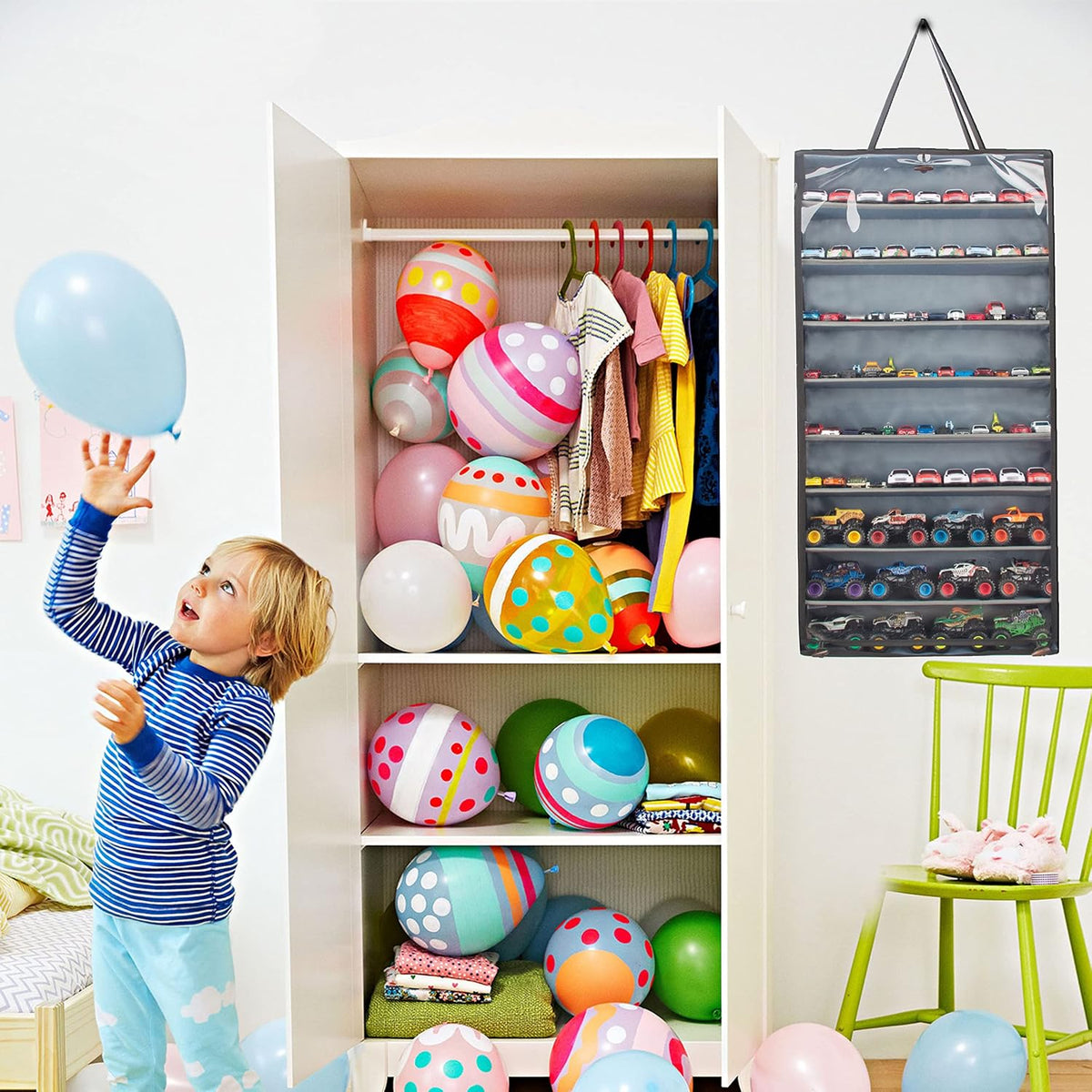 KISLANE Hanging Toy Car Display Case for 1:64 Cars & Monster Trucks