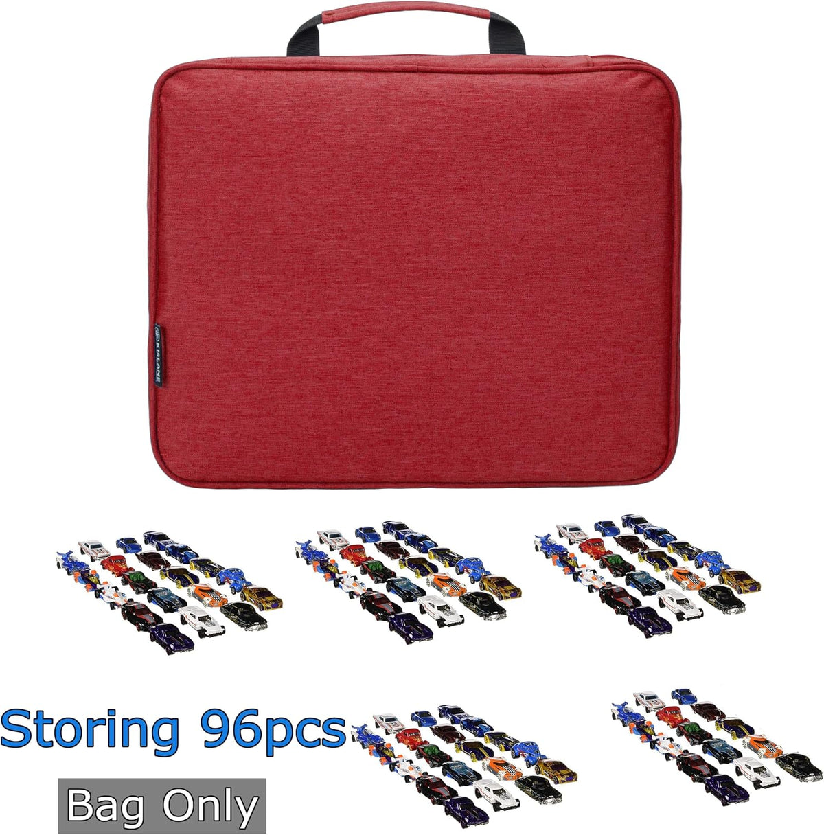 KISLANE Toy Car Storage Case, Diecast Display Case 96 Slots (Red)