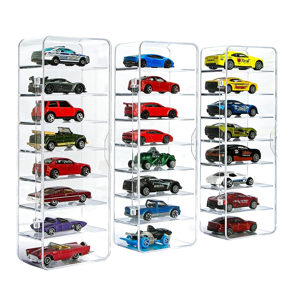 KISLANE Acrylic Toy Car Display Case, 24 Slots for 1:64 Cars (Clear)
