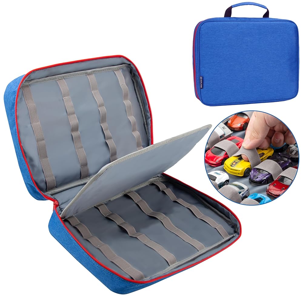 KISLANE Toy Car Storage Case, Diecast Display Case 48 Slots (Blue)