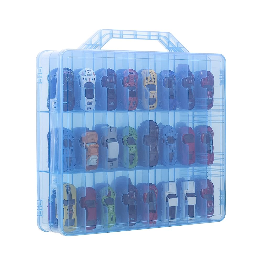 KISLANE Toy Car Storage Case, Diecast Display Case 48 Slots (Blue)