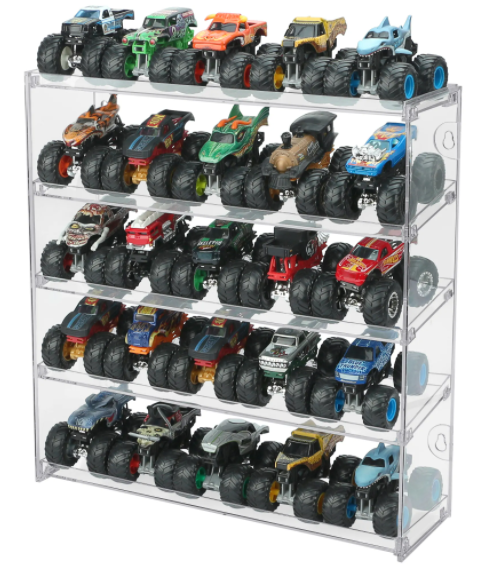 KISLANE 5-Tier Monster Truck Display Case, Toy Car Storage, Holds 25