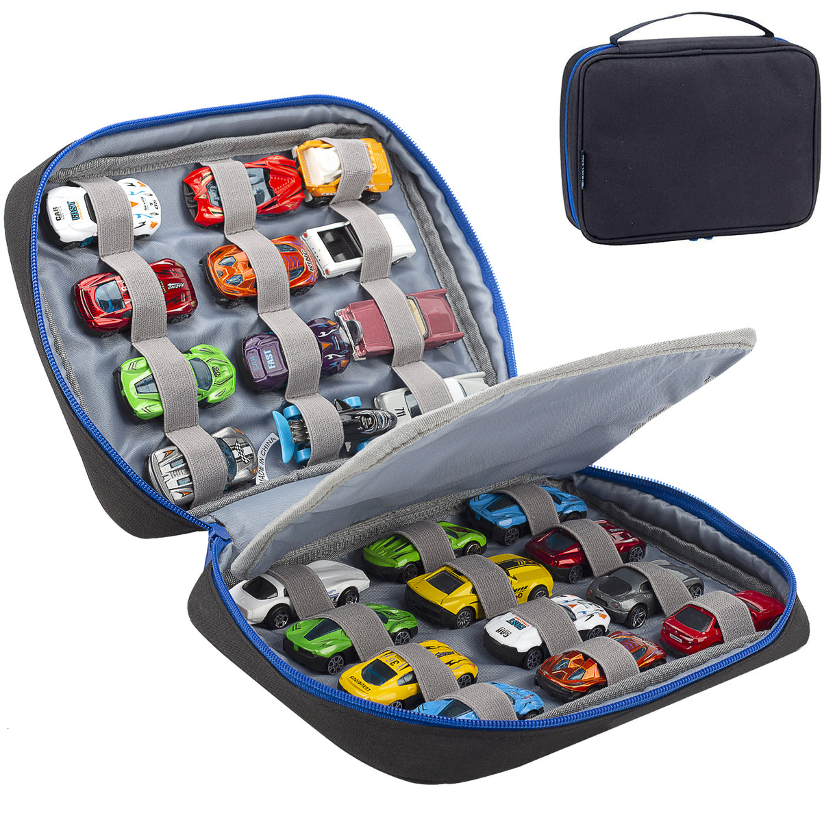KISLANE Toy Car Storage Case, Diecast Display Case 24 Slots (Black)