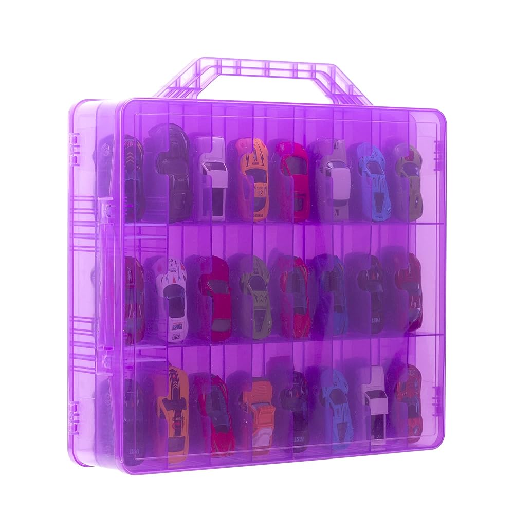 KISLANE Toy Car Storage Case, Diecast Display Case 48 Slots (Purple)