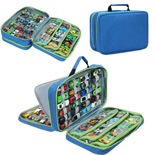 KISLANE Toy Car Storage Case, Diecast Display Case 105 Slots (Blue)