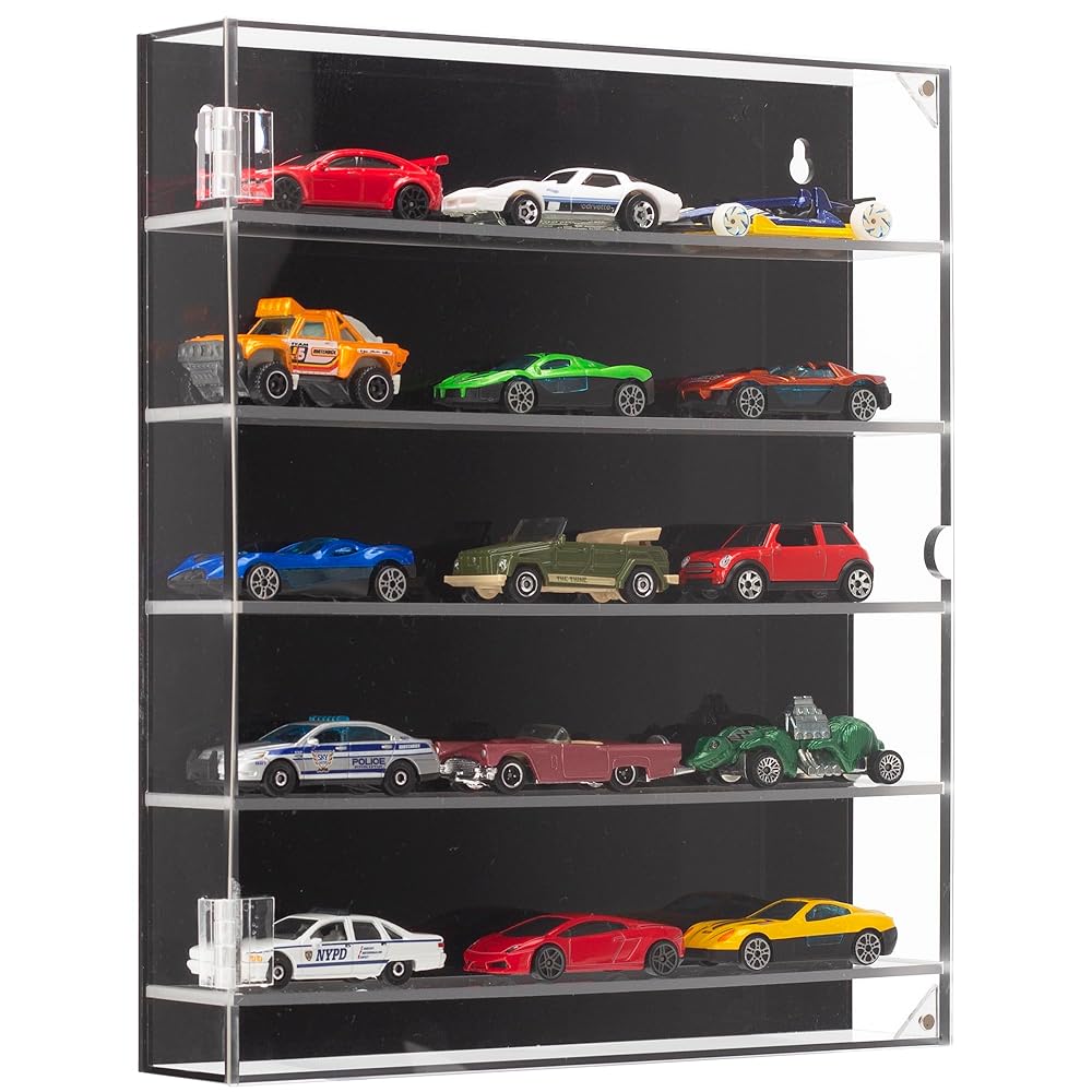 KISLANE 5-Tier Toy Car Display Case, Wall Mount Storage Holds 15 (Tiers)