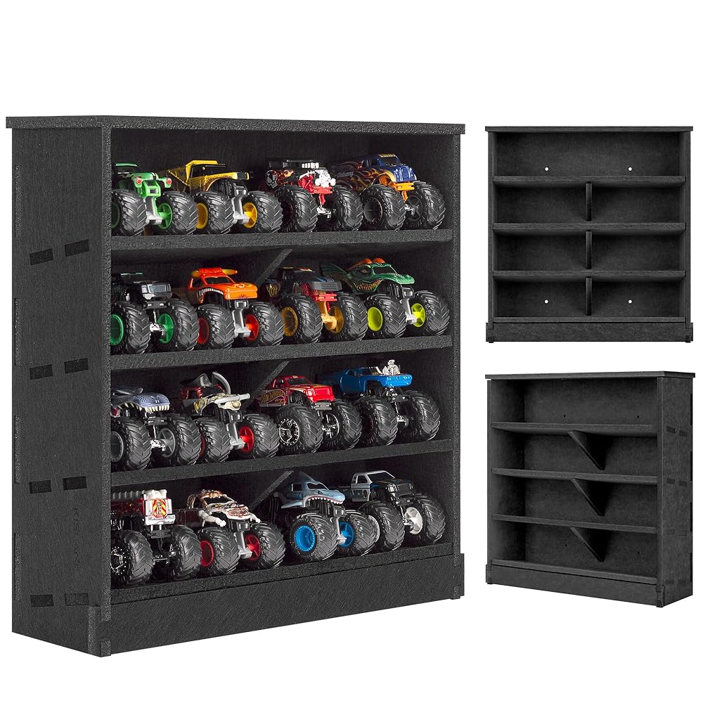 KISLANE Monster Truck Storage Rack, Wall Mount Toy Car Display Holds 16